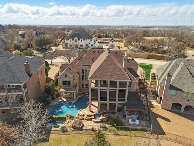 bird's eye view with a residential view