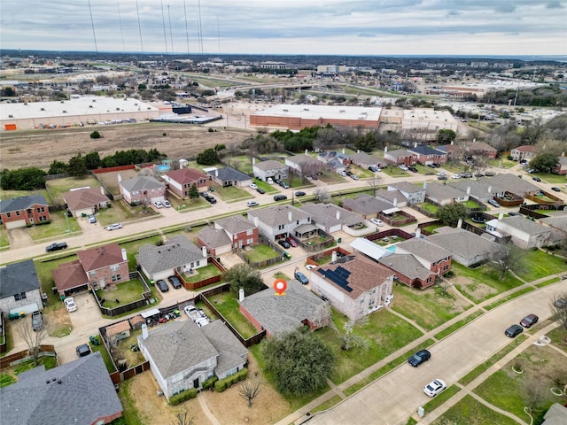 aerial view with a residential view