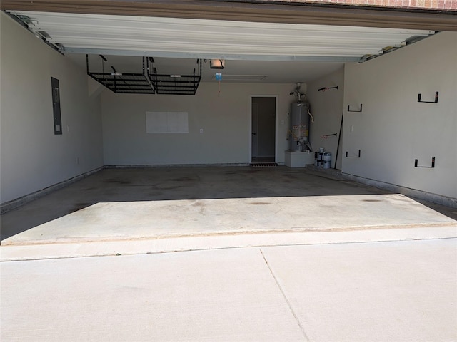 garage featuring water heater