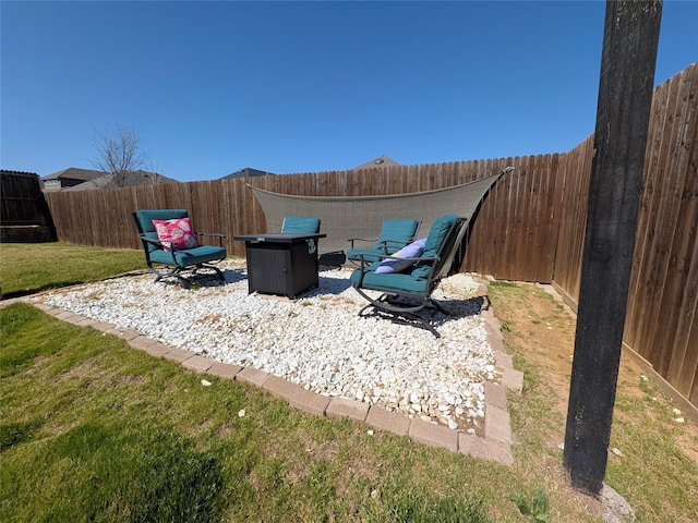 view of patio featuring a fenced backyard