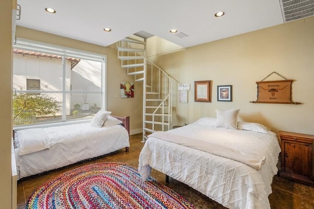 bedroom featuring recessed lighting and visible vents