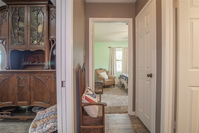 hallway featuring wood finished floors