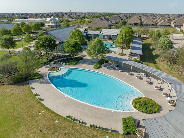 pool with a residential view