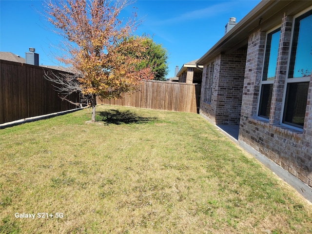 view of yard featuring a fenced backyard