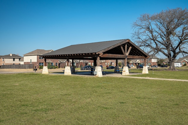 view of community with a yard and a gazebo