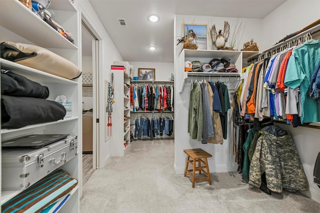 walk in closet with carpet and visible vents