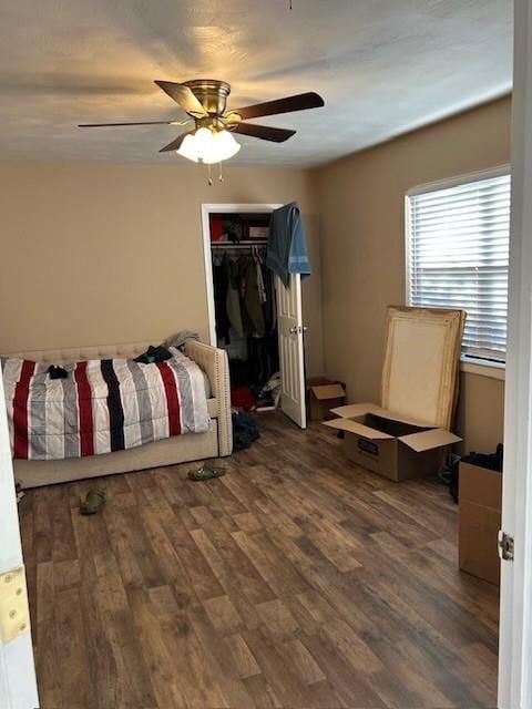 909 Harwell St, Abilene, TX 79601 - bedroom with a closet, a ceiling fan, and wood finished floors