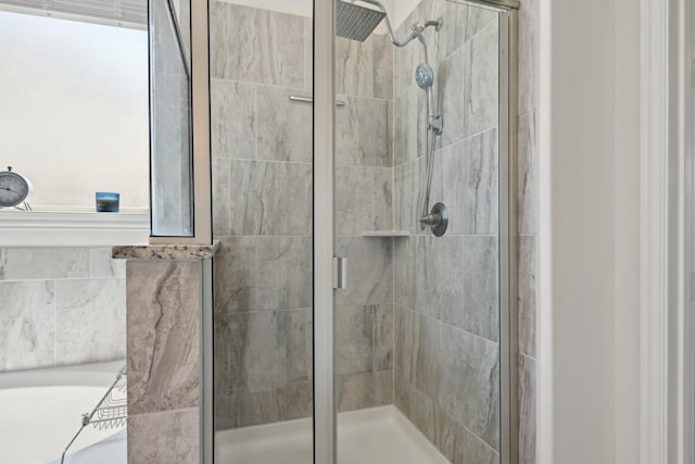 bathroom featuring a stall shower