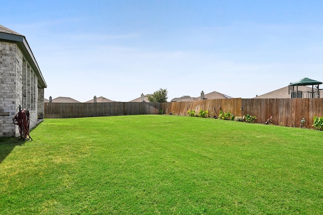 view of yard featuring a fenced backyard