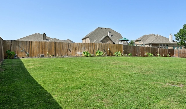 view of yard with a fenced backyard