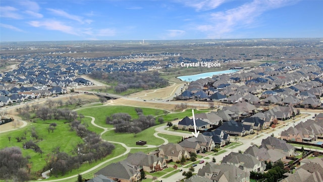 birds eye view of property featuring a residential view and golf course view