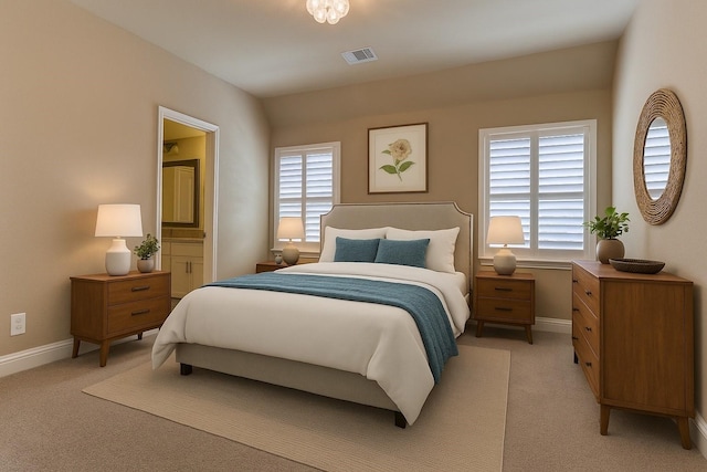 6005 Monte Cristo Ln, Plano, TX 75024 - bedroom with light colored carpet, baseboards, and ensuite bathroom