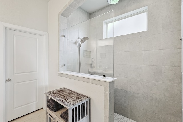 bathroom featuring walk in shower