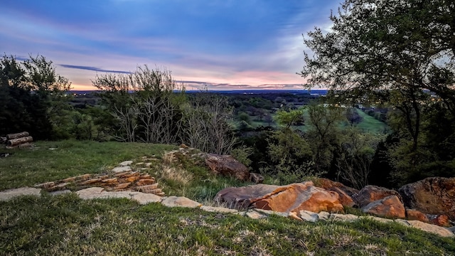 view of yard at dusk