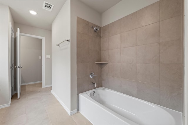 full bath featuring  shower combination, baseboards, visible vents, and tile patterned floors