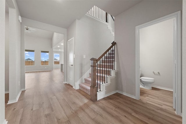 interior space with light wood-style flooring and baseboards