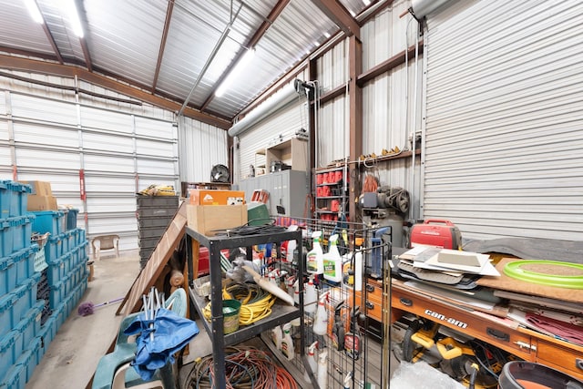 garage featuring metal wall