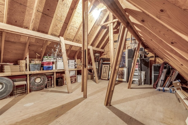 view of unfinished attic