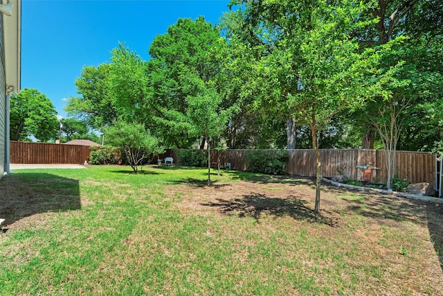 view of yard featuring a fenced backyard