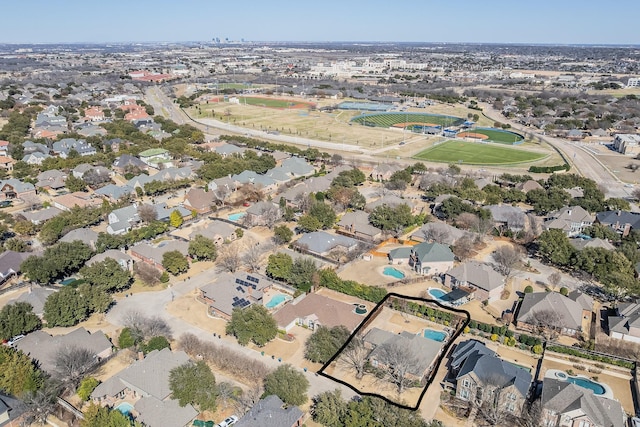 aerial view featuring a residential view