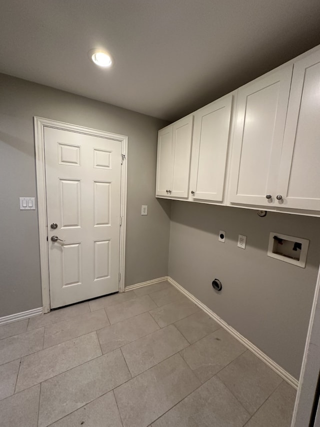 8701 Woodstream Dr, Frisco, TX 75034 - washroom featuring cabinet space, hookup for a washing machine, hookup for an electric dryer, recessed lighting, and light tile patterned flooring