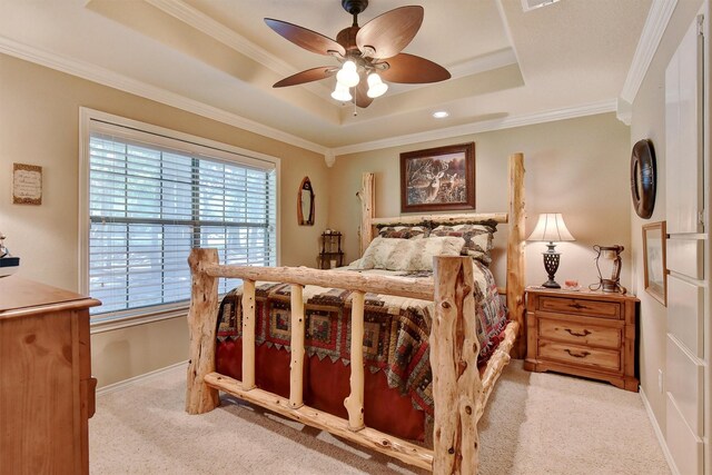 297 Cemetery Rd, Pottsboro, TX 75076 - carpeted bedroom featuring baseboards, a raised ceiling, and crown molding