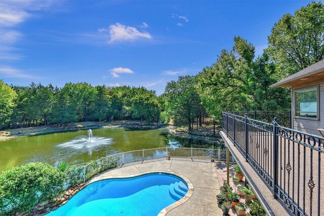 297 Cemetery Rd, Pottsboro, TX 75076 - view of pool featuring a fenced in pool, a water view, and fence