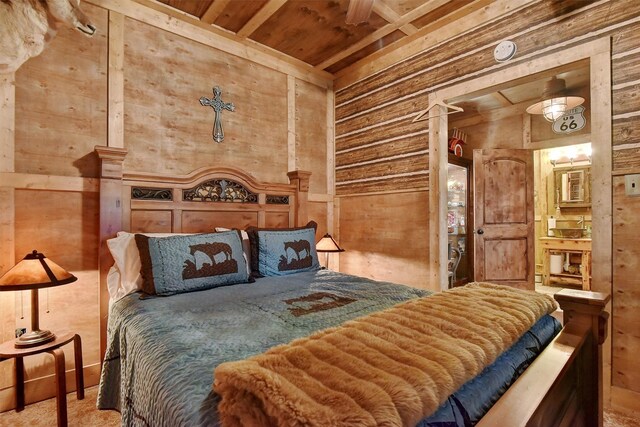 297 Cemetery Rd, Pottsboro, TX 75076 - bedroom with decorative columns and wooden walls