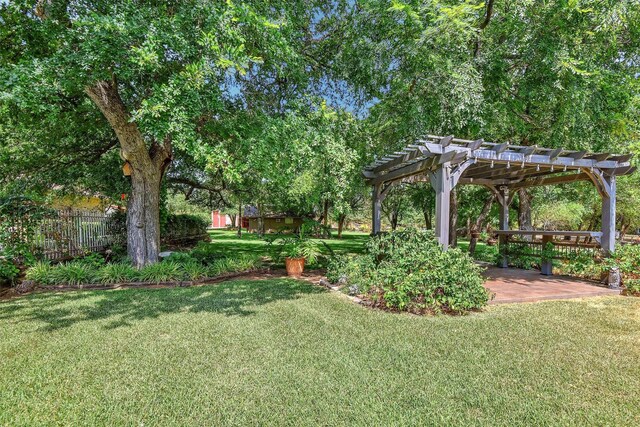 297 Cemetery Rd, Pottsboro, TX 75076 - view of yard featuring a patio area, fence, and a pergola