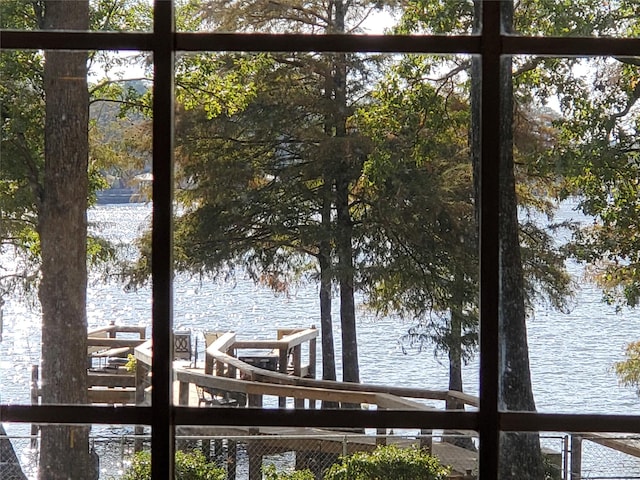 property view of water with a boat dock