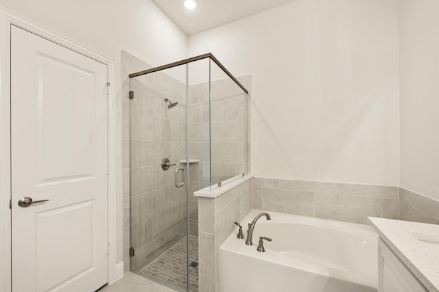 119 Emperor Oak Ct, Balch Springs, TX 75181 - full bath with a shower stall, a garden tub, vanity, and recessed lighting