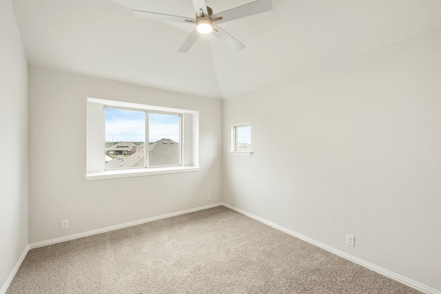 119 Emperor Oak Ct, Balch Springs, TX 75181 - carpeted spare room with ceiling fan, baseboards, and vaulted ceiling