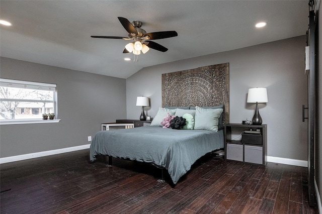 12510 Liberty School Rd, Azle, TX 76020 - bedroom with recessed lighting, baseboards, wood finished floors, and vaulted ceiling