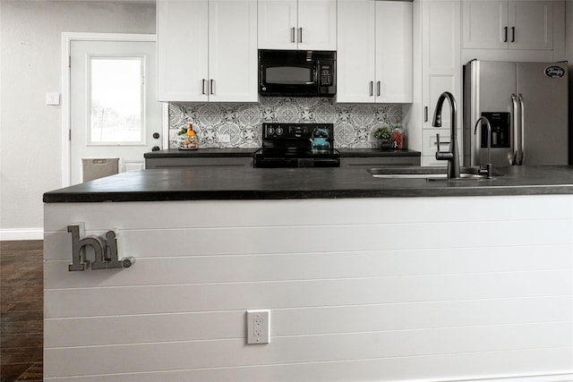 12510 Liberty School Rd, Azle, TX 76020 - kitchen featuring black appliances, dark countertops, backsplash, and a sink