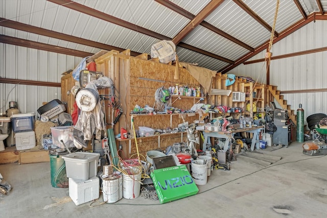 garage featuring metal wall