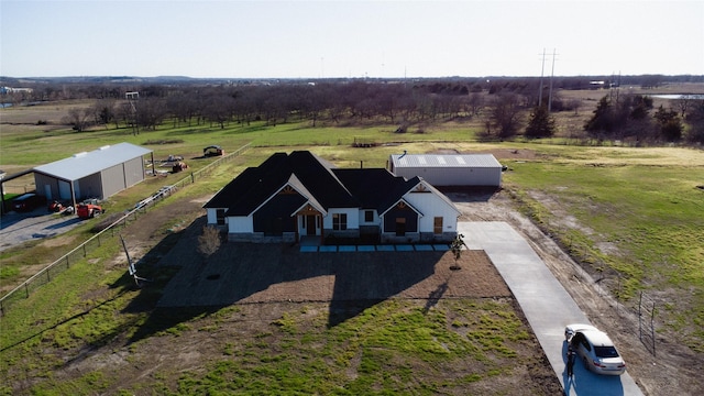 aerial view featuring a rural view