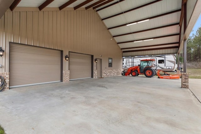 garage featuring metal wall