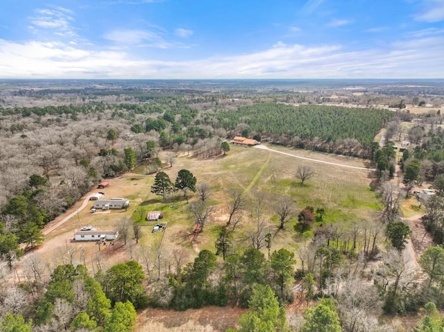 bird's eye view with a forest view and a rural view