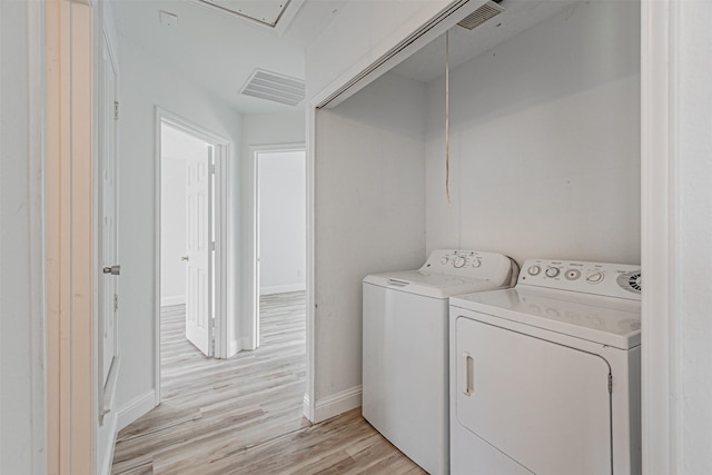 1542 Home Park Dr, Allen, TX 75002 - laundry area with washer and dryer, light wood-style flooring, baseboards, and attic access