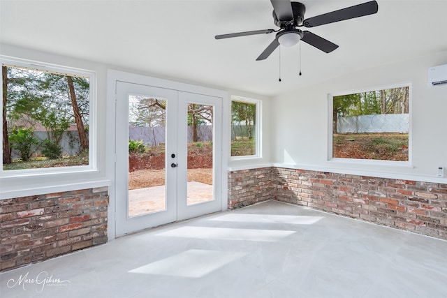 unfurnished sunroom featuring french doors