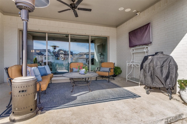 view of patio with a ceiling fan