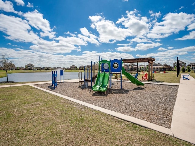 community playground with a lawn