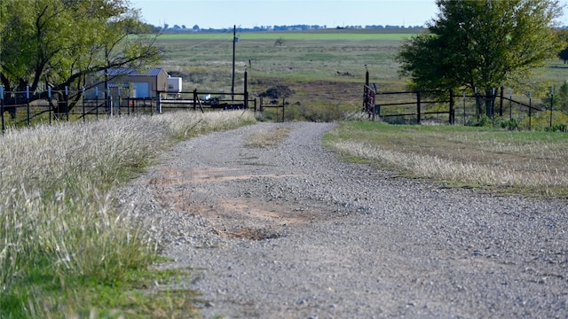 view of road with a rural view