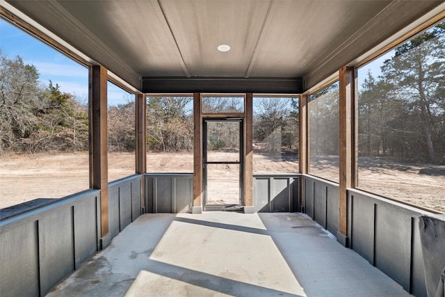 view of unfurnished sunroom