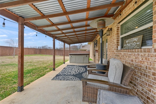 view of patio featuring a fenced backyard