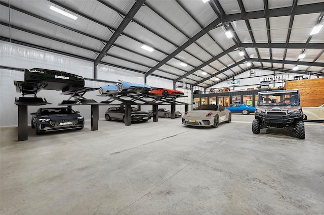 garage with metal wall