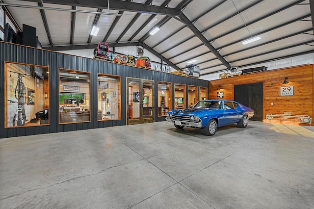 garage featuring metal wall