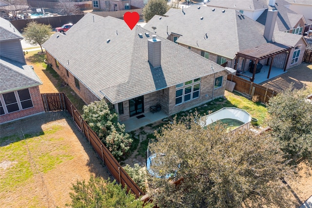 aerial view with a residential view