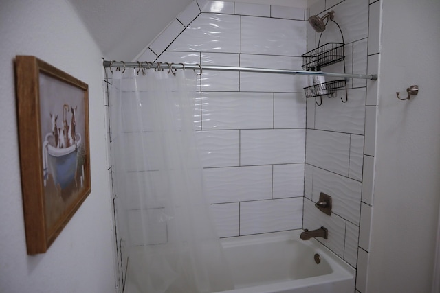 bathroom with shower / bath combination with curtain