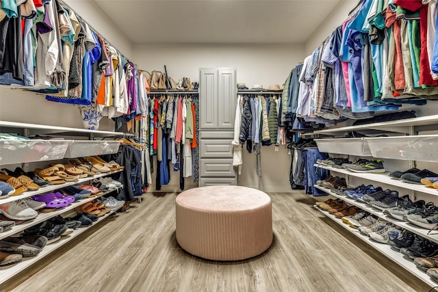 spacious closet with light wood-style flooring